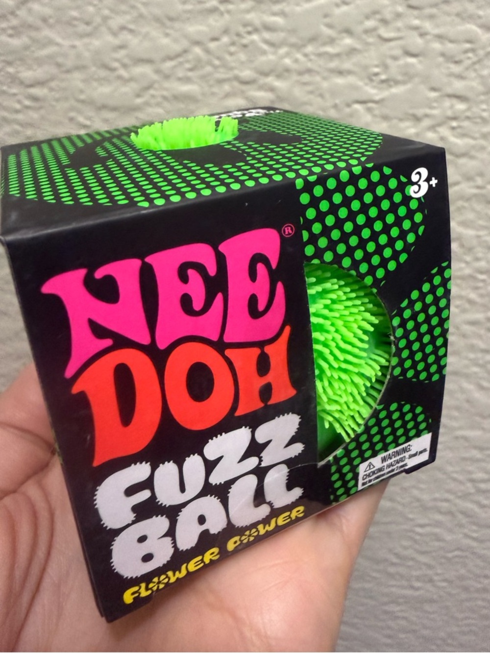 NEE DOH Fuzz Ball Squishy Toy. Flower power. New. Green